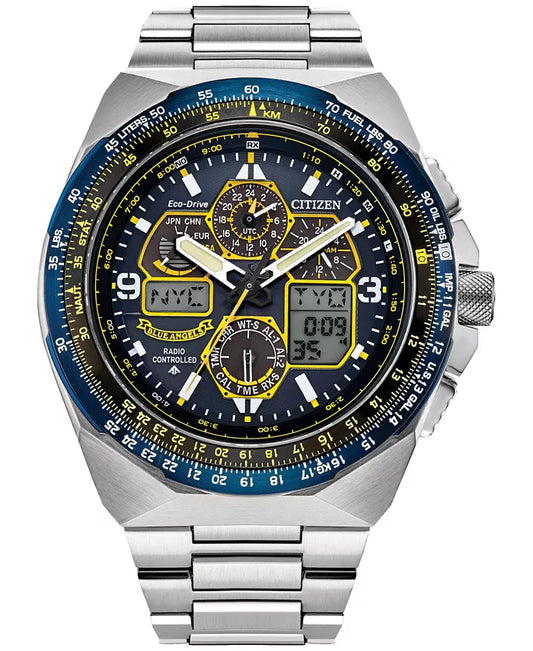 Citizen Eco-Drive Men's Chronograph Promaster Blue Angels Air Skyhawk Stainless Steel Bracelet Watch 46mm - Limited Edition