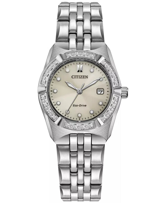 Citizen Eco-Drive Women's Corso Diamond (1/10 ct. t.w.) Stainless Steel Bracelet Watch 28mm