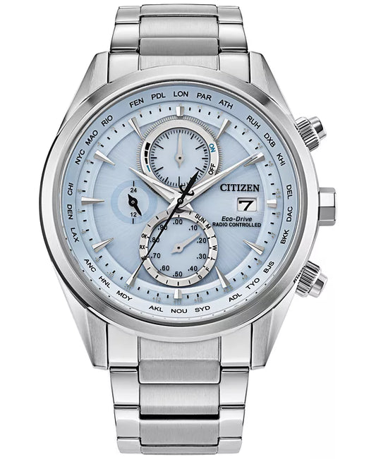 Citizen Eco-Drive Men's Chronograph Sport Luxury Radio Control Stainless Steel Bracelet Watch 43mm