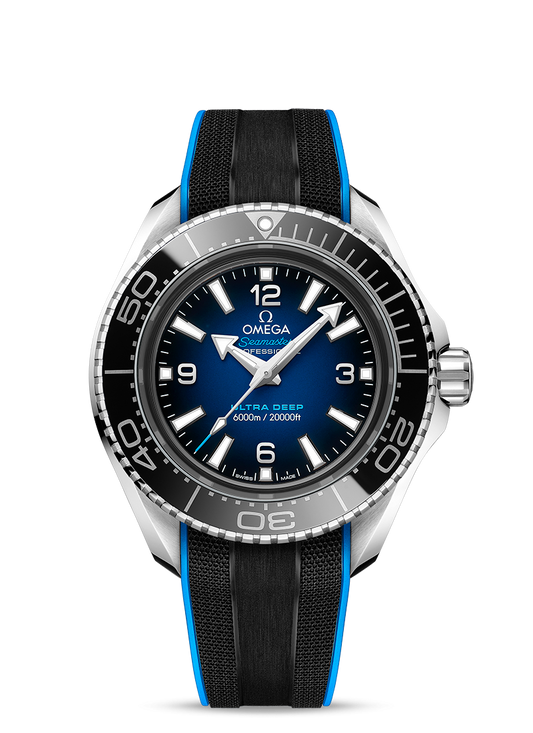 PLANET OCEAN 6000M
CO‑AXIAL MASTER CHRONOMETER 45.5 MM
O‑MEGASTEEL on rubber strap