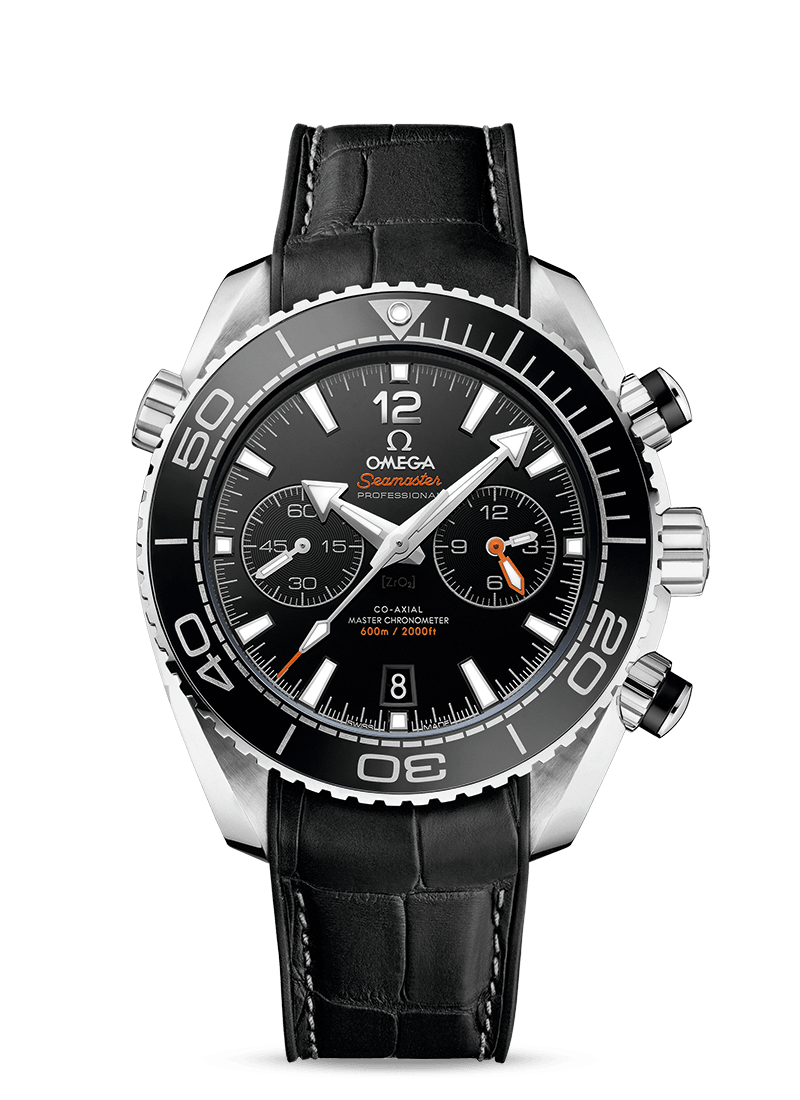 PLANET OCEAN 600 M OMEGA CO-AXIAL MASTER CHRONOMETER
CHRONOGRAPH 45.5 MM
Steel on leather strap with rubber lining