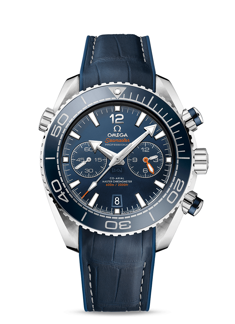 PLANET OCEAN 600 M OMEGA CO-AXIAL MASTER CHRONOMETER
CHRONOGRAPH 45.5 MM
Steel on leather strap with rubber lining