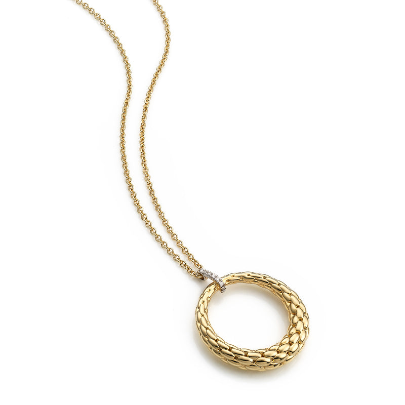 Fope Lovely Daisy Yellow Gold Woven O Pendant Necklace