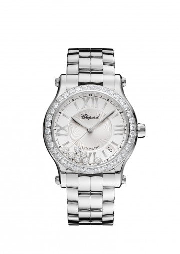 HAPPY SPORT 36 MM AUTOMATIC WATCH STAINLESS STEEL AND DIAMONDS
