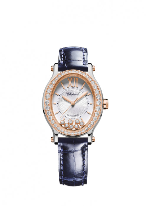 HAPPY SPORT OVAL
 18K ROSE GOLD, STAINLESS STEEL AND DIAMONDS