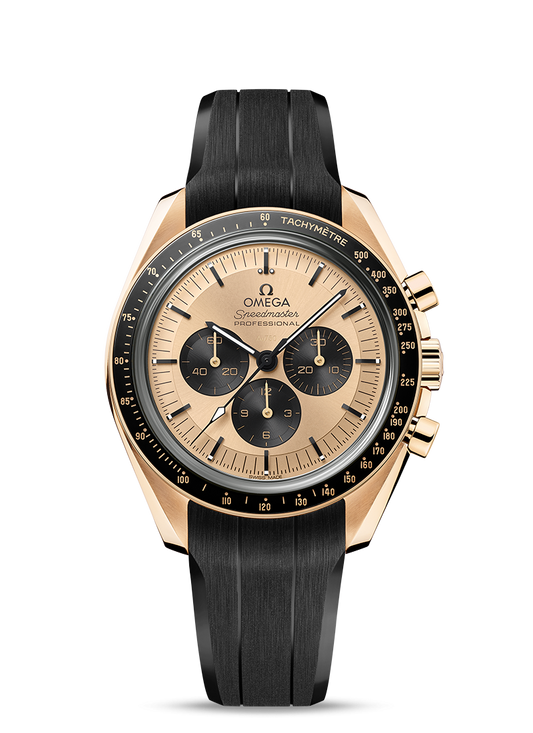 MOONWATCH PROFESSIONAL
CO‑AXIAL MASTER CHRONOMETER CHRONOGRAPH 42 MM
Moonshine™ gold on rubber strap