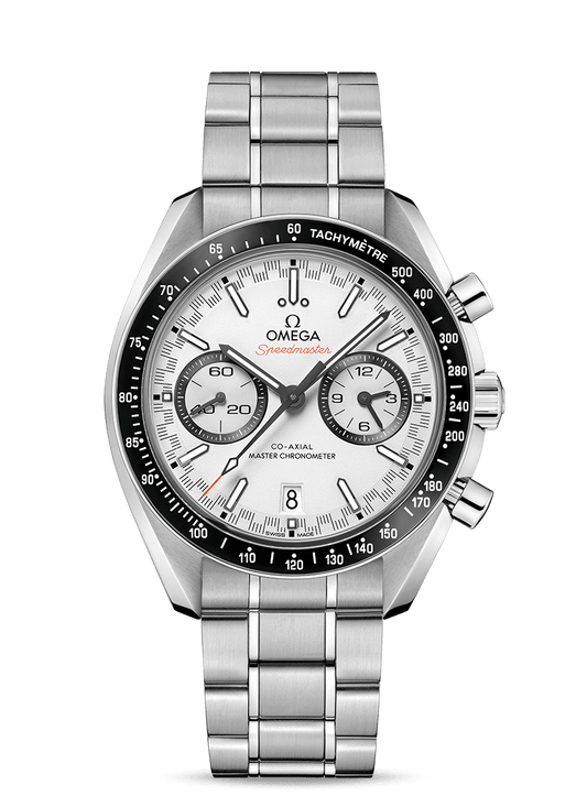 Steel on steel
 Speedmaster
 RACING
 OMEGA CO‑AXIAL MASTER CHRONOMETER CHRONOGRAPH 44.25 MM