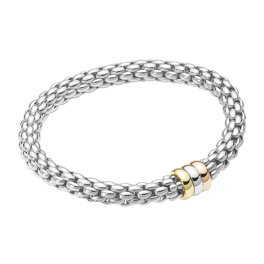 Fope Flex It 18ct White Gold Eka Bracelet with Three Color Rondels