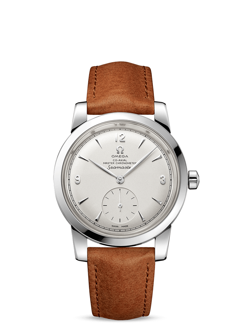 Steel on leather strap
SEAMASTER 1948
OMEGA CO‑AXIAL MASTER CHRONOMETER SMALL SECONDS 38 MM