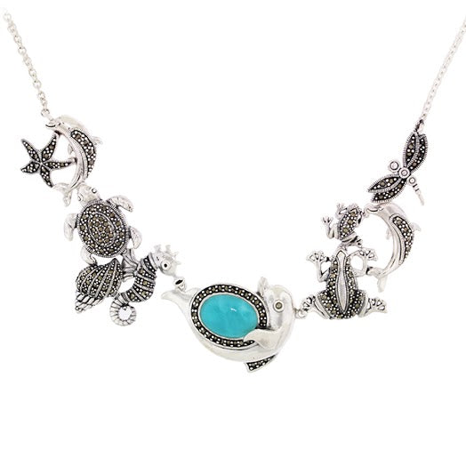 Beautiful Larimar Necklace in Sterling Silver