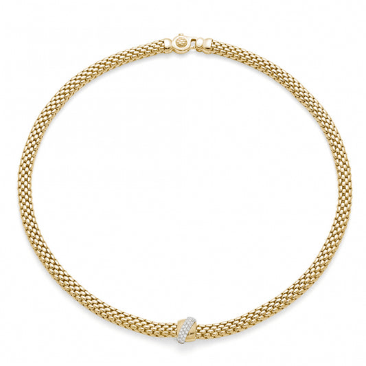 Fope Vendome Flex'It 18ct Yellow Gold Necklace with Diamond Set Rondel