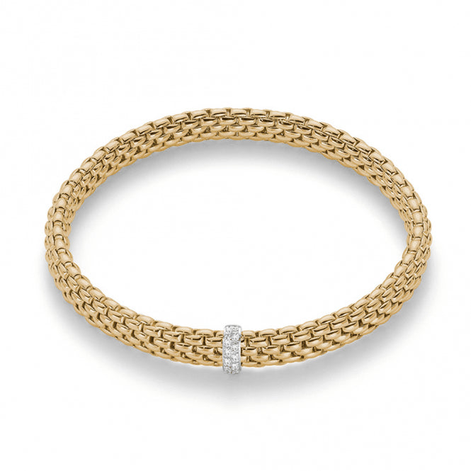 Fope Flex'it Vendome 18ct Yellow Gold Bracelet With Diamond Set Rondel