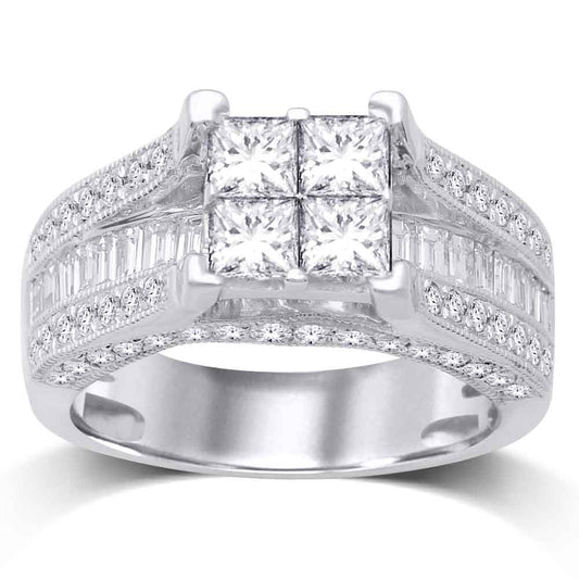 14K White Gold 2 1/4 Ct.tw. Diamond Engagement Ring