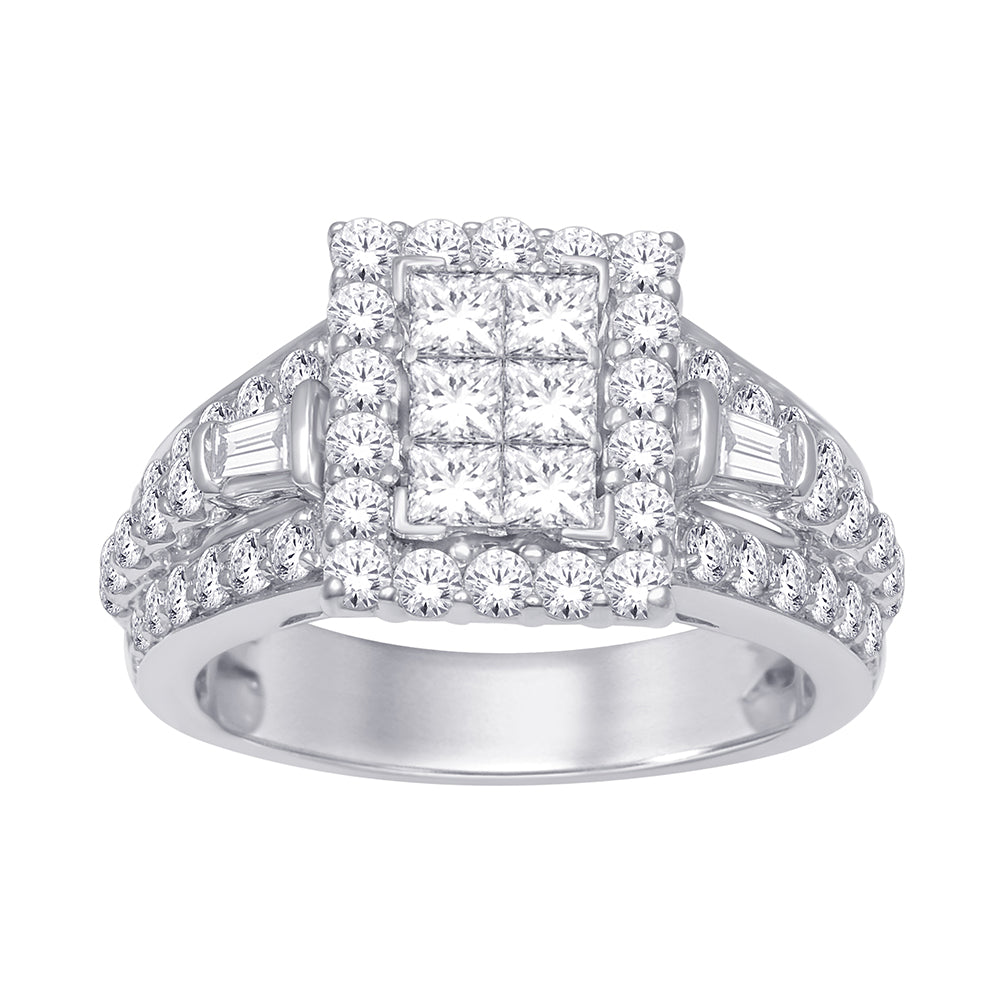 14K White Gold 1 9/10 ct.tw. Diamond Head Ring