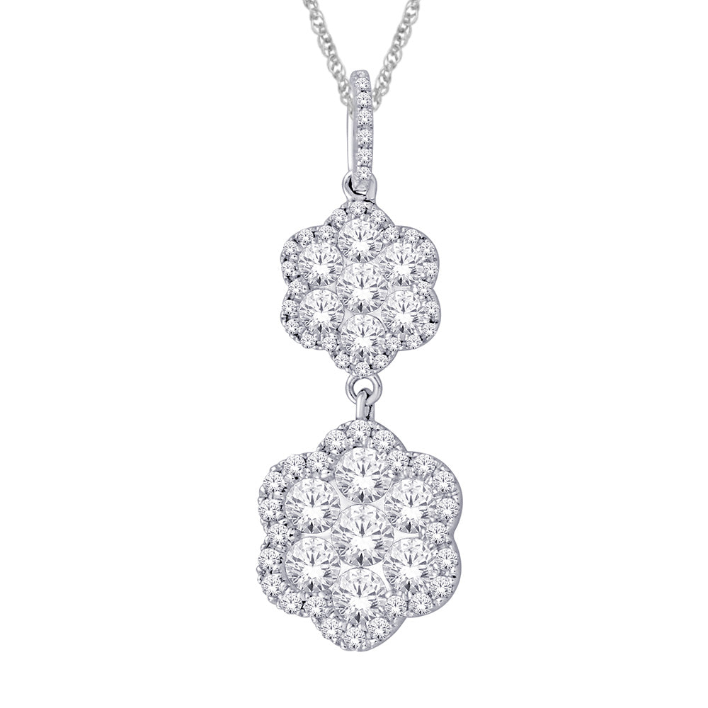 14K White Gold 1 1/2 ct.tw. Diamond Dangle Pendant