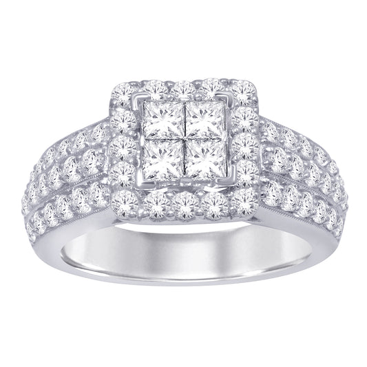 14K White Gold 2 ct.tw.Diamond Bridal Ring