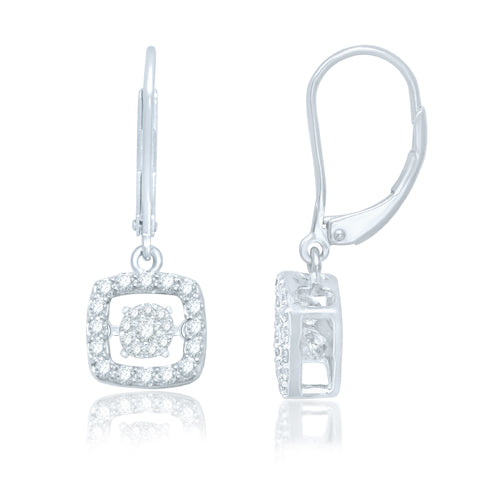 14K White Gold Dancing Diamond Earring