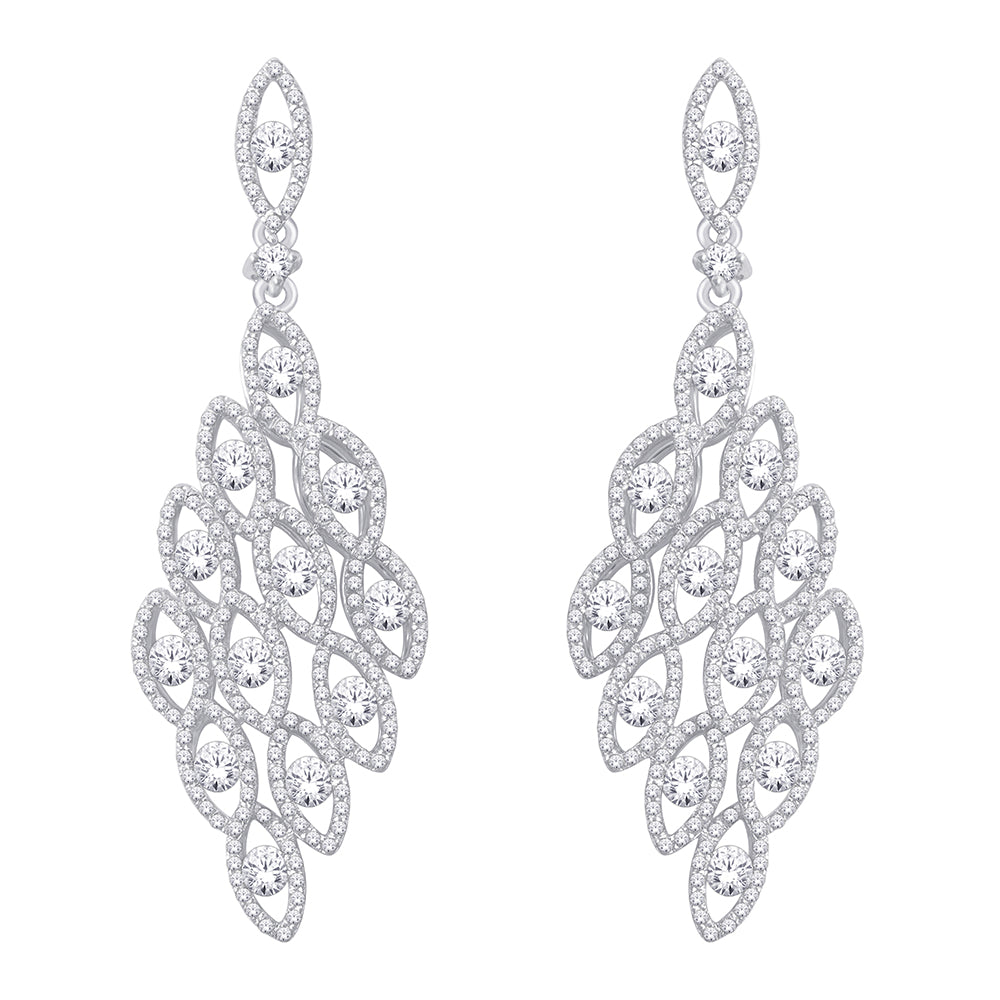 14K White Gold 2 1/6 ct.tw. Diamond Dangle Earrings