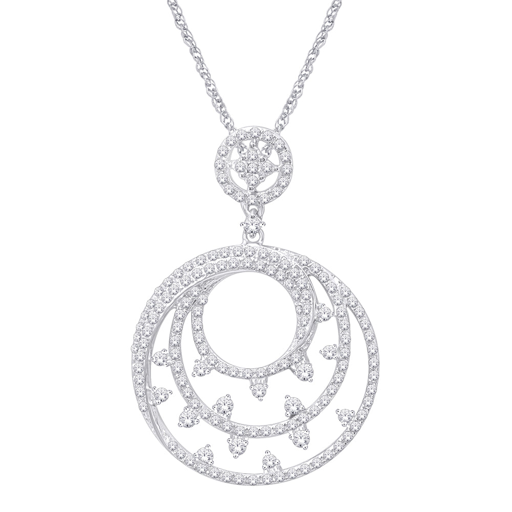 14K White Gold 1 ct.tw. Diamond Dangle Pendant