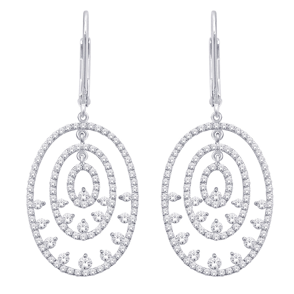 14K White Gold 1 1/2 ct.tw. Diamond Dangle Earrings