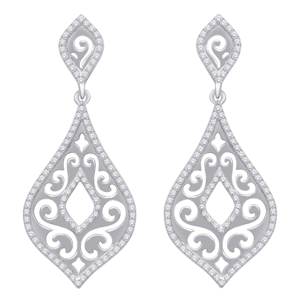 14K White Gold 2/5 ct.tw. Diamond Dangle Earrings