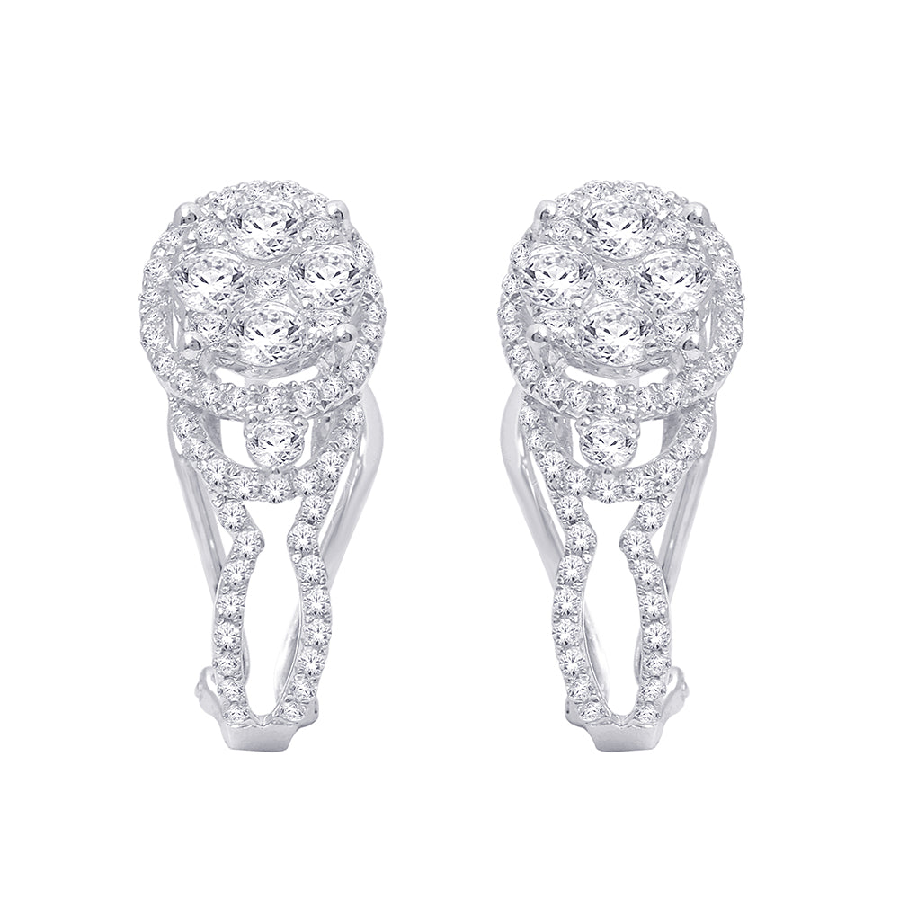 14K White Gold 1 1/10 ct.tw. Diamond Omega Earrings