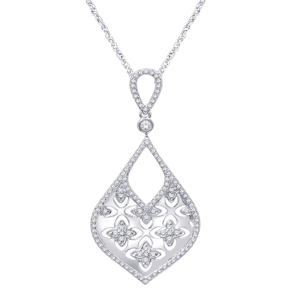 14K White Gold 1/3 ct.tw. Diamond Dangle Pendant