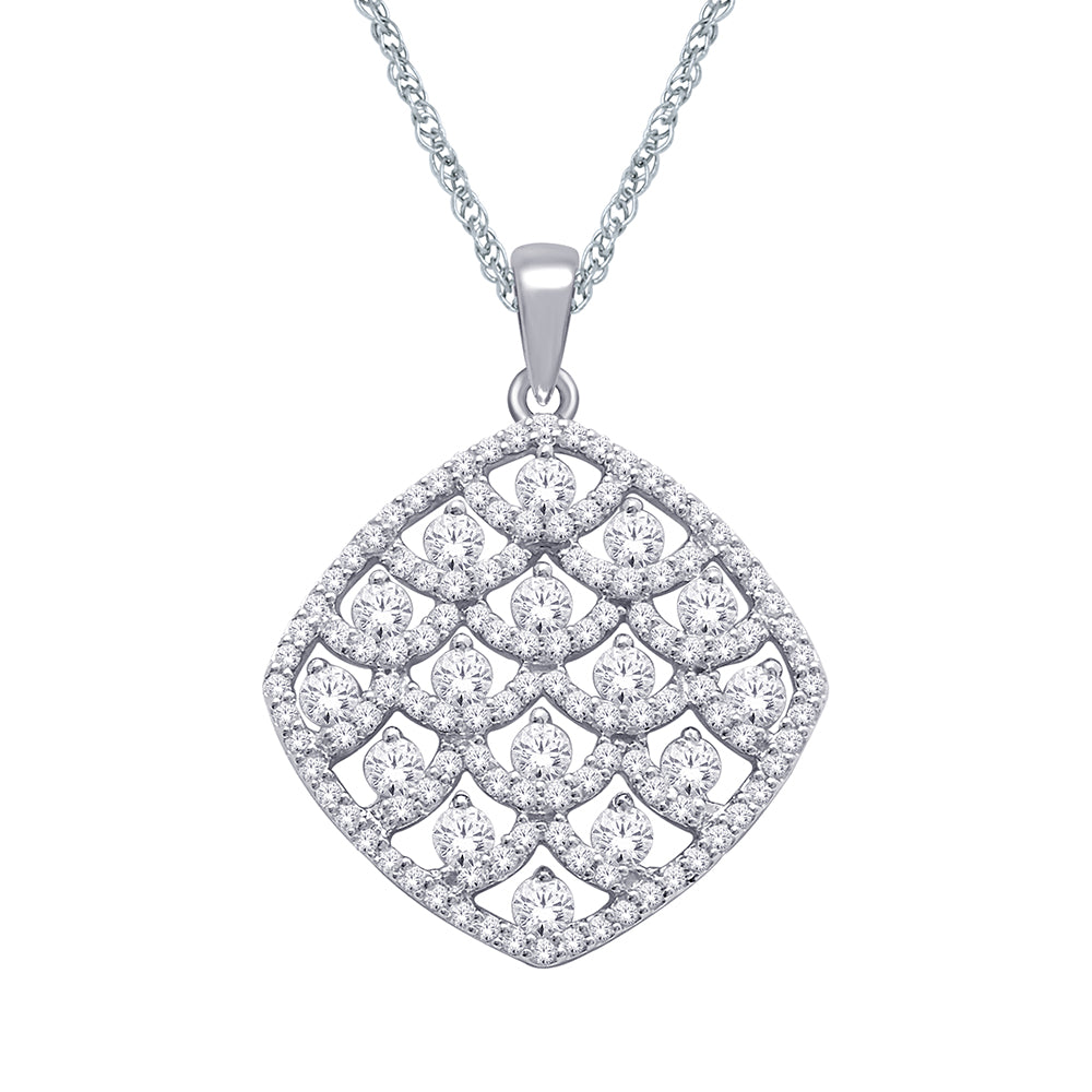 14K White Gold 1 1/4 ct.tw. Diamond Fashion Pendant