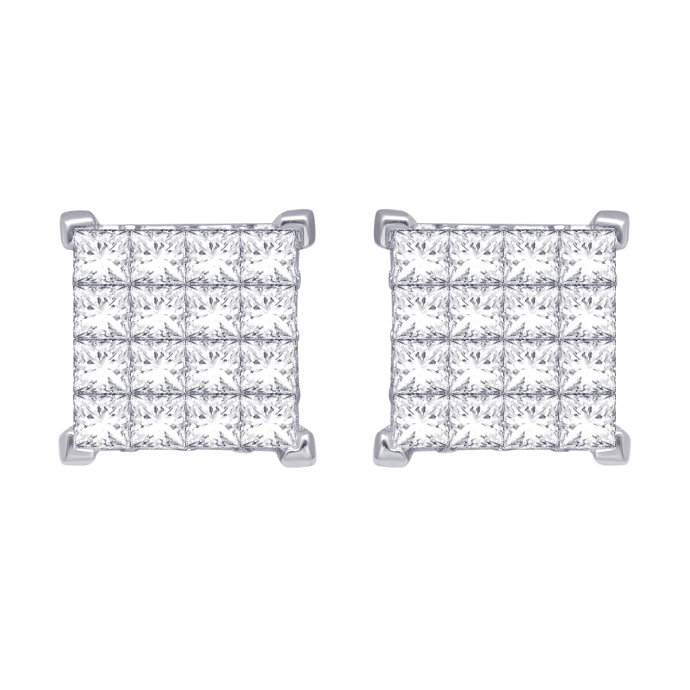14K White Gold 1 1/2 ct Diamond stud Earrings