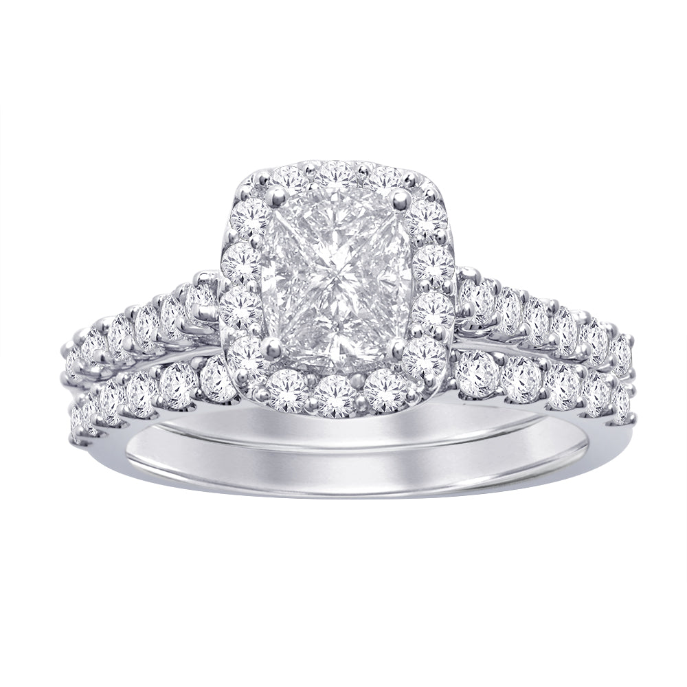 14K White Gold 1 1/2 ct.tw. Diamond Bridal Ring