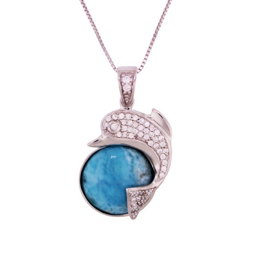 Beautiful Larimar Pendant in Sterling Silver