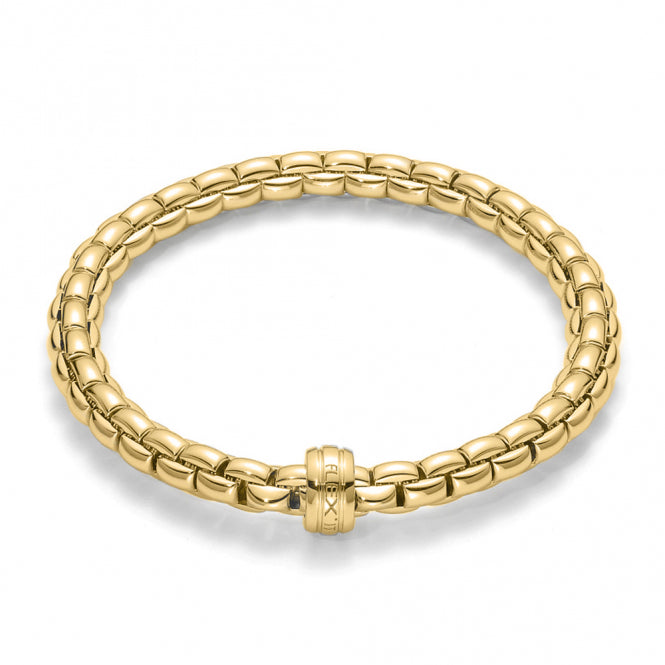 Fope Flex'it Eka 18ct Yellow Gold Bracelet With 18ct Yellow Gold Plain Rondel