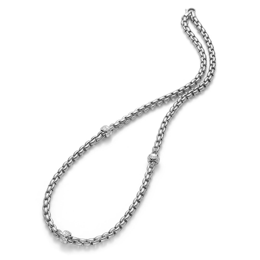 Fope 18ct White Gold Flex It EKA Long Necklet With Diamond Rondels