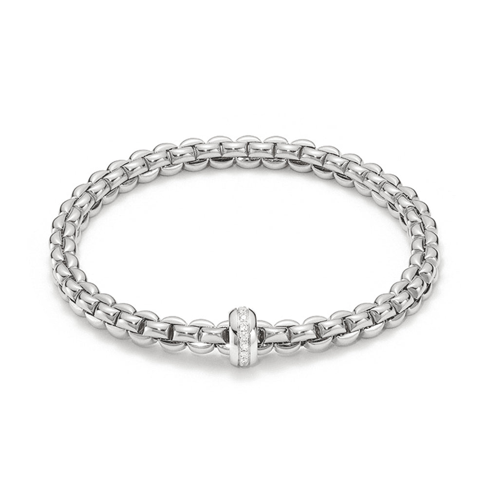 Fope Flex'it Olly 18ct White Gold Bracelet With Diamond Set Rondel