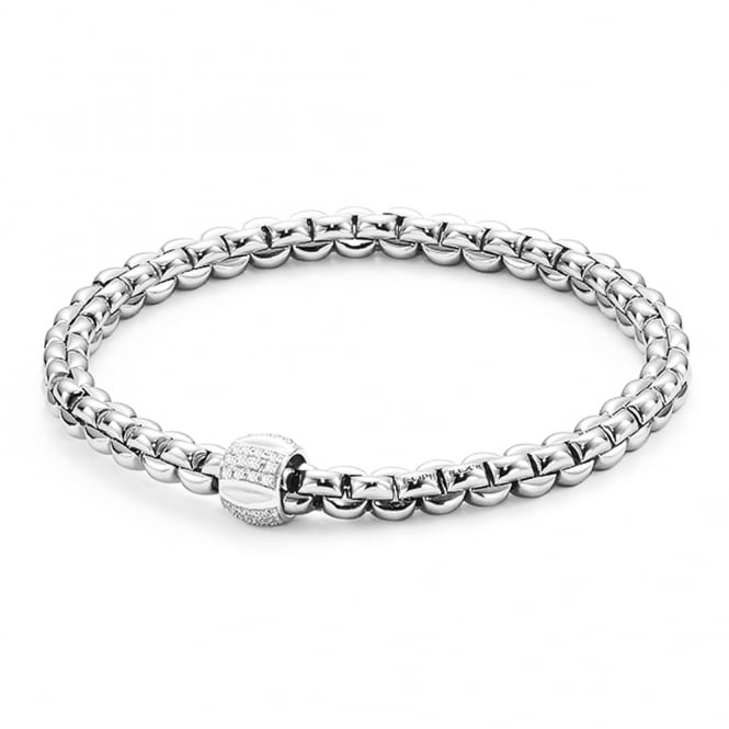Fope Flex-It Olly 18ct White Gold Pave Diamond Set Bracelet