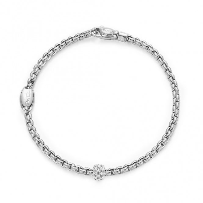 Fope EKA 18ct White Gold Slim Bracelet with Diamond Rondel
