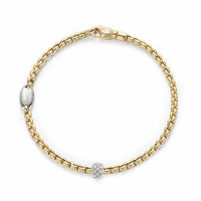 Fope EKA 18ct Yellow Gold Slim Bracelet with Diamond Rondel