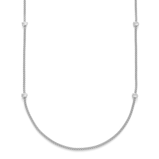 Fope Fope Prima 18ct White Gold 80cm Necklace With Diamond Rondels