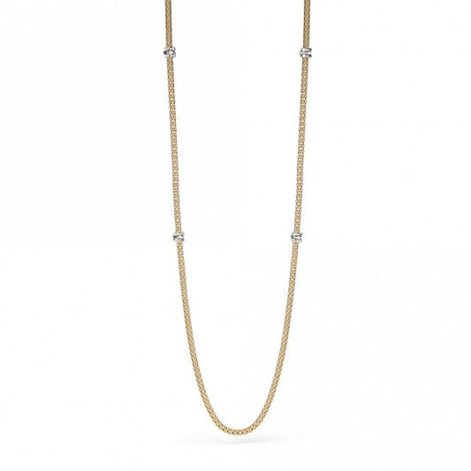 Fope Fope Prima 18ct Yellow Gold 80cm Necklace With Diamond Rondels