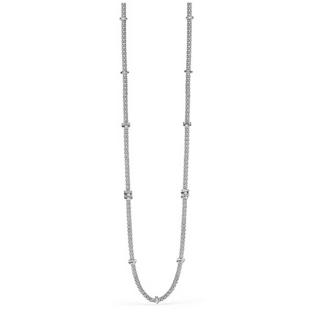 Fope Fope Prima 18ct White Gold 90cm Necklace With Diamond Rondels