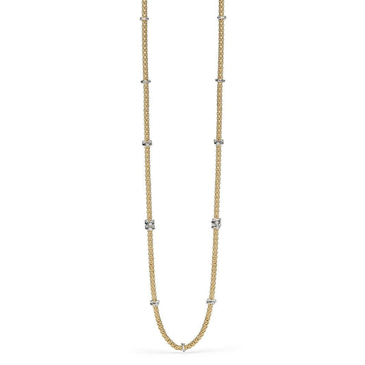 Fope Fope Prima 18ct Yellow Gold 90cm Necklace With Diamond Rondels