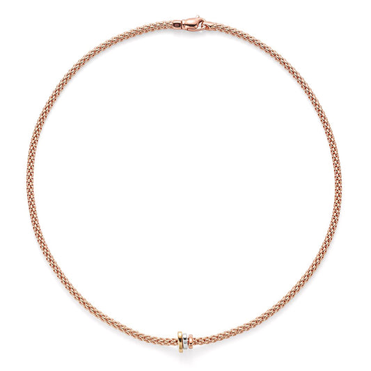 Fope 18ct Rose Gold Prima Necklace With Three Colour Rondels
