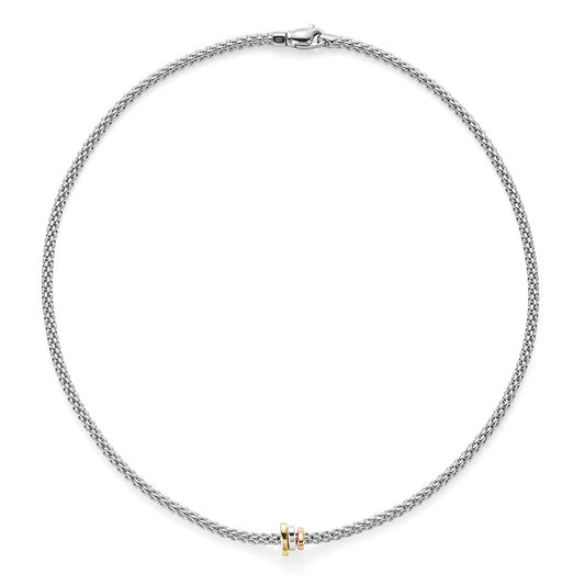 Fope Prima 18ct White Gold Necklet With Three Colour Rondels