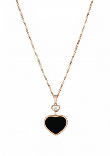 HAPPY HEARTS PENDANT18K ROSE GOLD, DIAMOND AND ONYX