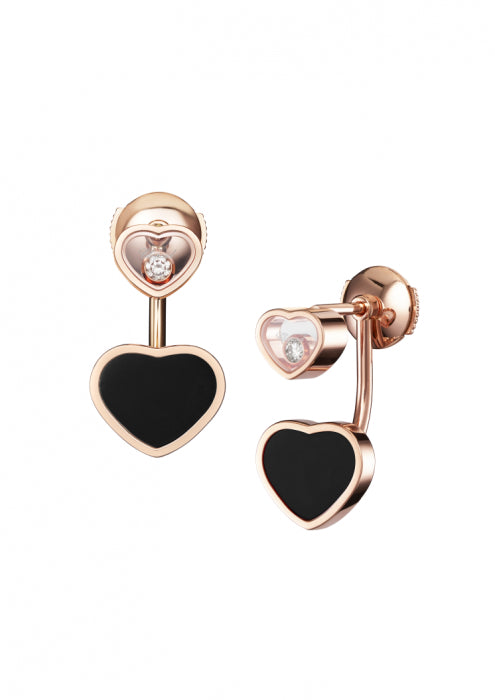 HAPPY HEARTS EARRINGS
18K ROSE GOLD, DIAMONDS AND ONYX