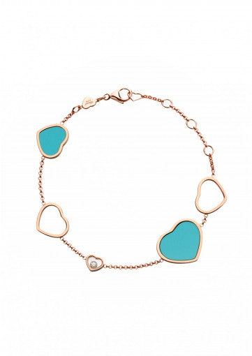 CHOPARD HAPPY HEARTS BRACELET
18K ROSE GOLD, DIAMOND AND TURQUOISE