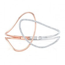 WHITE AND ROSE GOLD CONTEMPORARY DIAMOND BANGLE