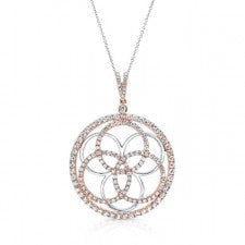 WHITE & ROSE GOLD CONTEMPORARY CIRCLE IN CIRCLE DIAMOND PENDANT