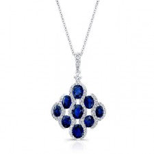 WHITE GOLD NATURAL COLOR CONTEMPORARY SAPPHIRE DIAMOND PENDANT