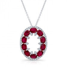 WHITE GOLD NATURAL COLOR ELEGANT RUBY DIAMOND PENDANT